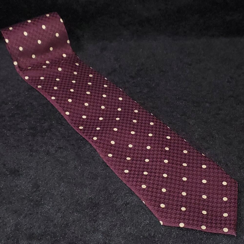 Cies Men's Tie Burgundy with Cream Polka Dots Neck Tie
